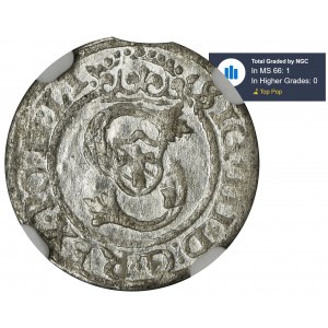 Sigismund III Vasa, Schilling Riga 1597 - NGC MS66