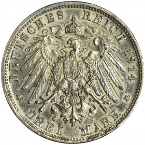 Germany, Bavaria, Ludwig III, 3 Mark Munich 1914 D