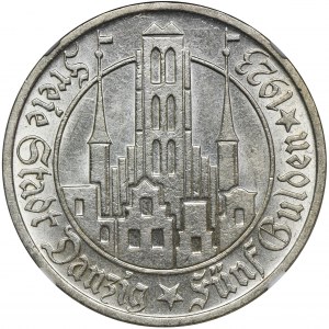 Wolne Miasto Gdańsk, 5 guldenów 1923 - NGC MS64 - PIĘKNE