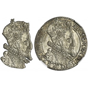 Zygmunt III Waza, Szóstak Malbork 1599 - NGC AU58 - duża głowa