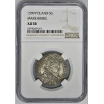 Sigismund III Vasa, 6 Groschen Marienburg 1599 - NGC AU58 - big head