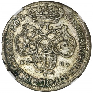 Augustus II the Strong, 6 Groschen Leipzig 1702 EPH - NGC AU DETAILS