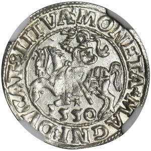 Sigismund II August, 1/2 Groschen Vilnius 1550 - NGC MS64
