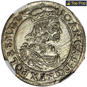 John II Casimir, 6 Groschen Bromberg 1664 AT - NGC MS62