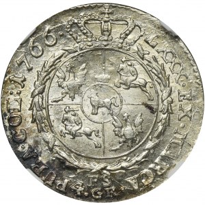 Poniatowski, 4 Groschen 1766 FS - NGC MS64