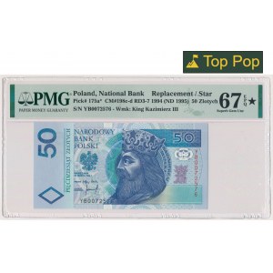 50 złotych 1994 - YB - PMG 67 EPQ ★ - seria zastępcza