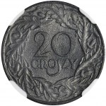 Generalna Gubernia, 20 groszy 1923 CYNK - NGC MS67 - WZÓR