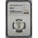 1 złoty 1957 - NGC MS64 - NAJRZADSZY ROCZNIK