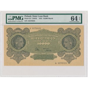 10.000 marek 1922 - A - PMG 64 EPQ - pierwsza seria