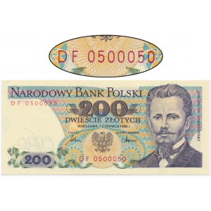 200 złotych 1986 - DF 05000050 - numer radarowy