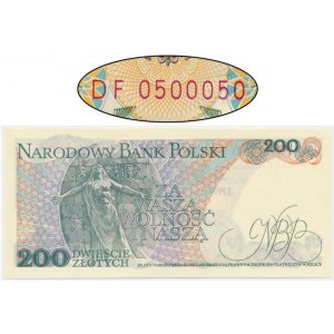 200 złotych 1986 - DF 05000050 - numer radarowy