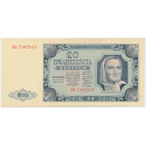 20 złotych 1948 - DB - rzadsza seria z rzeczywistego obiegu