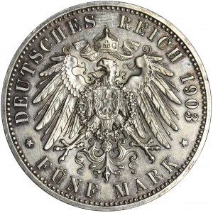 Germany, Saxony-Altenburg, Ernst I, 5 Mark Berlin 1903 A - RARE