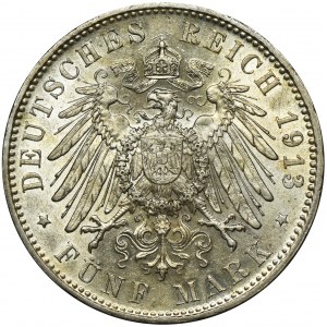 Germany, Bavaria, Otto, 5 Mark Munich 1913 D