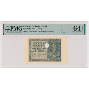 1 złoty 1941 - destrukt bez numeratora i serii - PMG 64 EPQ