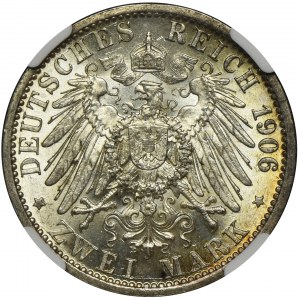 Niemcy, Królestwo Prus, Wilhelm II, 2 Marki Berlin 1906 A - NGC MS63
