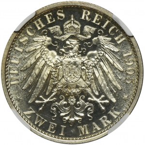 Germany, Schwarzburg-Sondershausen, Karl Günther, 2 Mark Berlin 1905 - NGC PF65