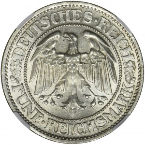 Niemcy, Republika Weimarska, 5 Marek Berlin 1932 A - NGC MS65 - PIĘKNE