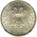 Niemcy, Miasto Lubeka, 3 Marki Berlin 1912 A - NGC MS62 - RZADKIE