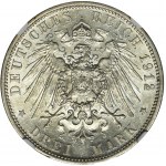 Niemcy, Miasto Lubeka, 3 Marki Berlin 1912 A - NGC MS62 - RZADKIE