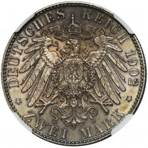 Germany, Saxony, Albert, 2 Posthumous Mark Muldenhütten 1902 E - NGC MS63