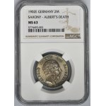 Germany, Saxony, Albert, 2 Posthumous Mark Muldenhütten 1902 E - NGC MS63