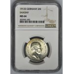 Germany, Saxony, Friedrich August III, 2 Mark Muldenhütten 1912 E - NGC MS64