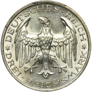 Niemcy, Republika Weimarska, 3 Marki Berlin 1927 A - PCGS MS62