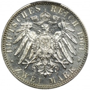Niemcy, Królestwo Prus, Wilhelm II, 2 Marki Berlin 1901 - PCGS MS63