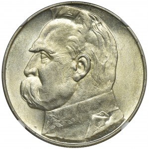 Piłsudski, 10 złotych 1937 - NGC MS62