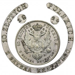 Królestwo Polskie, 10 złotych polskich 1824 IB - BARDZO RZADKIE