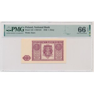 1 złoty 1946 - PMG 66 EPQ - papier biały