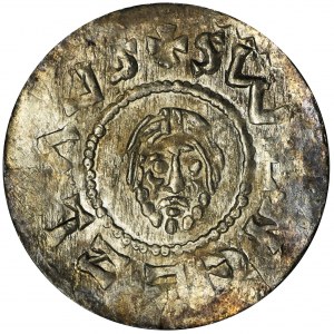 Bohemia, Bretislav II, Denarius - pearl border