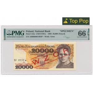 20.000 złotych 1989 - WZÓR - A 0000000 No.0959 - PMG 66 EPQ