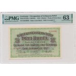 Posen 3 Rubles 1916 - B - long clause - PMG 63 - VERY RARE