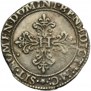 Henry III of France, Franc Toulouse 1584 M - RARE