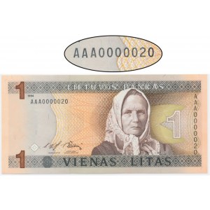 Lithuania, 1 Litas - AAA 0000020 - low serial number