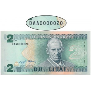 Litwa, 2 lity 1993 - DAA 0000020 - niski numer