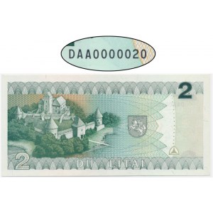Litwa, 2 lity 1993 - DAA 0000020 - niski numer