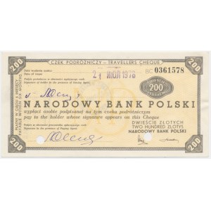 Czek podróżniczy NBP, 200 złotych 1976 - skasowany -