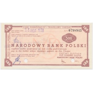 Czek podróżniczy NBP, 500 złotych 1976 - skasowany -