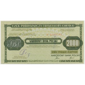 Czek podróżniczy NBP, 2.000 złotych 1990 - skasowany -