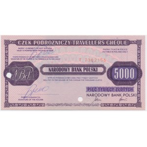 Czek podróżniczy NBP, 5.000 złotych 1990 - skasowany -
