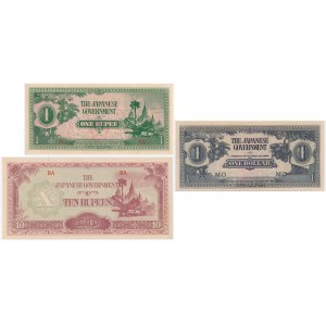 Burma (The Japanese Government), group of notes (3pcs.)