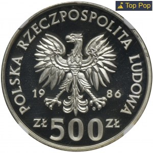 500 złotych 1986 Ochrona Środowiska Sowa - NGC PF69 ULTRA CAMEO