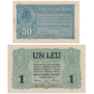 Romania, group of 50 Bani and 1 Lei (1917)(2 pcs.)