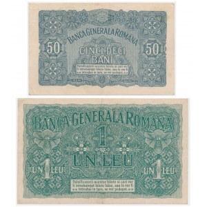 Rumunia, zestaw 50 bani i 1 lei (1917)(2 szt.)