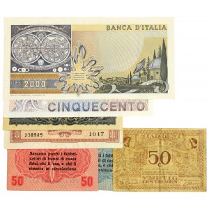 Włochy, zestaw 5 centów - 2.000 lirów 1917-73 (7 szt.)
