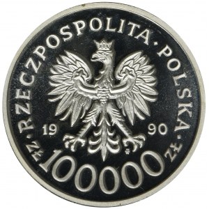 100.000 złotych 1990 Solidarność - NGC PF69 ULTRA CAMEO - GRUBA