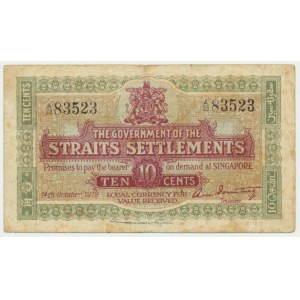 Straits Settlements, 10 centów 1919 - RZADKI